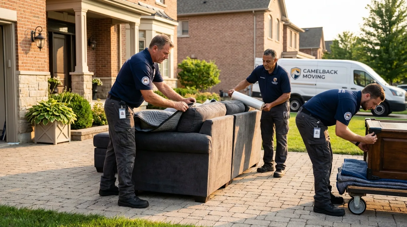 Large estate moving crew wrapping furniture in Coral Springs, FL