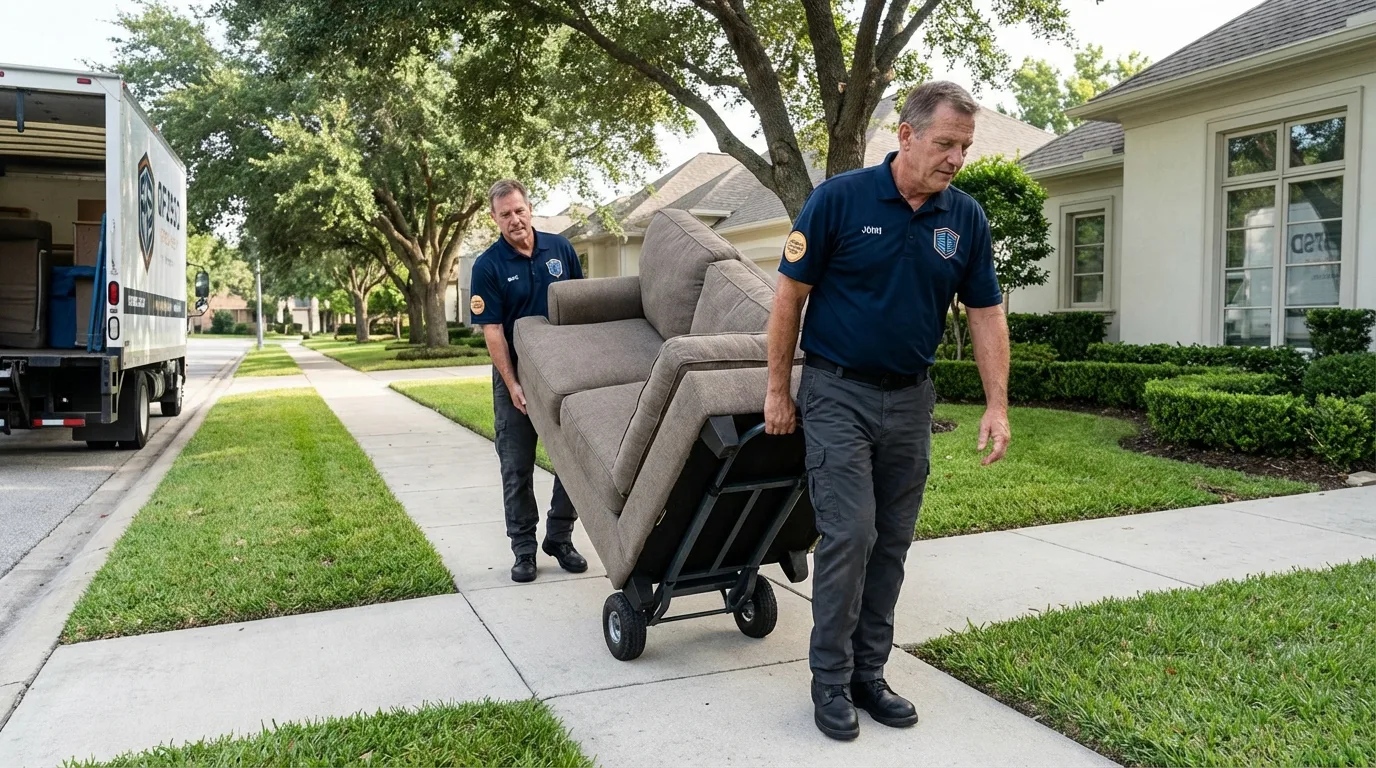 Local residential moving crew loading furniture in Coral Springs, FL